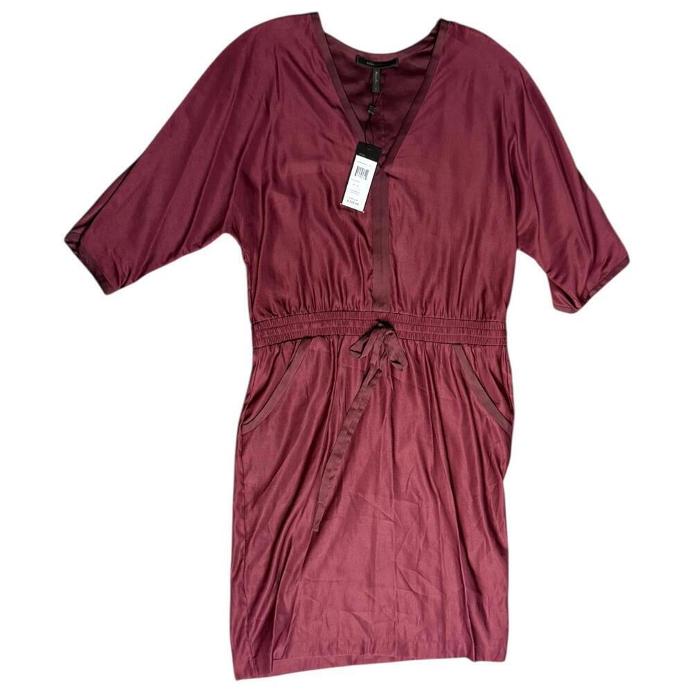 NWT BCBGMAXAZRIA port satin-look belted dress NWT S